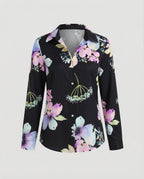 Hemdbluse Seidenoptik Damen Floral