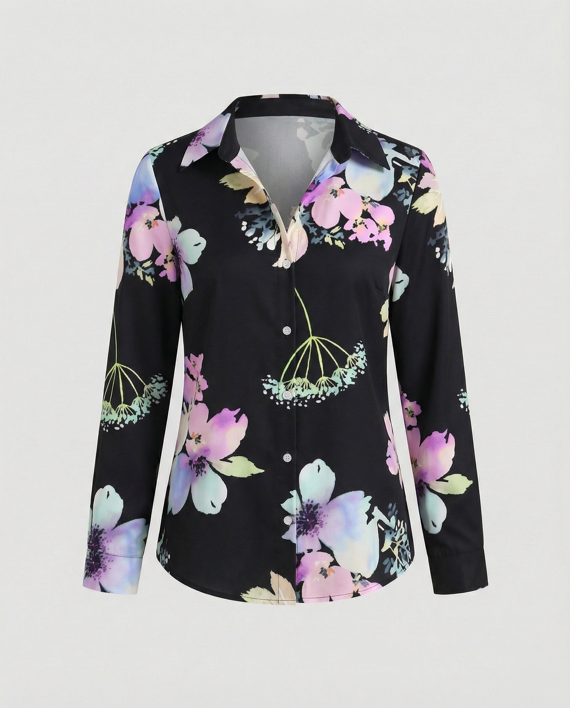 Hemdbluse Seidenoptik Damen Floral