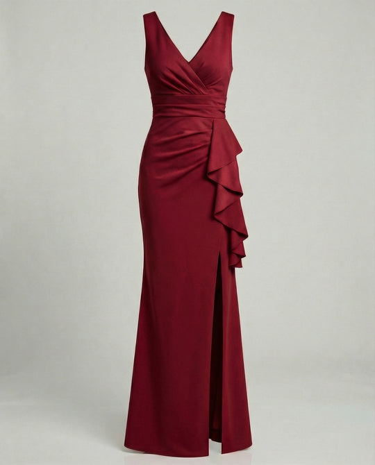Figurbetontes Abendkleid mit V-Ausschnitt
