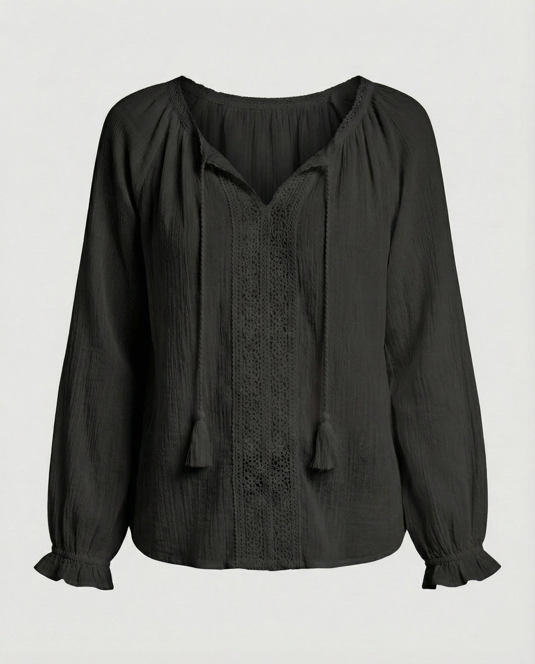 Damen Boho Blusentop mit Spitze Sommer