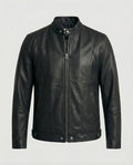 Herren Bomber Lederjacke Stehkragen