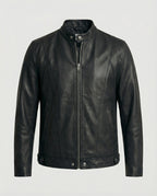Herren Bomber Lederjacke Stehkragen