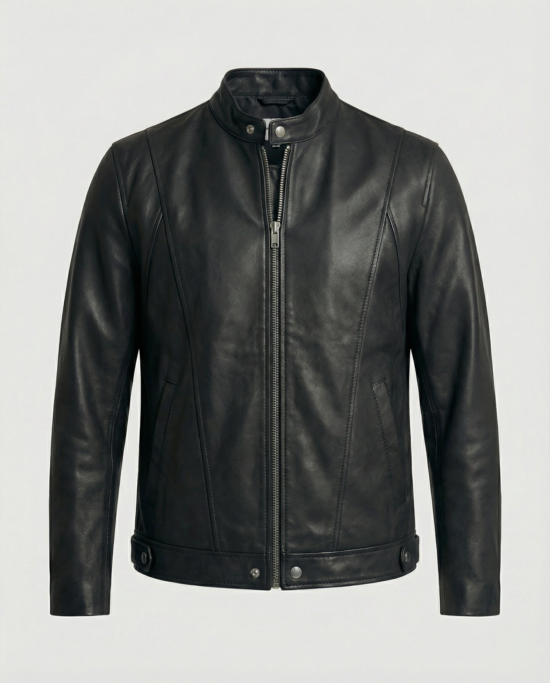 Herren Bomber Lederjacke Stehkragen