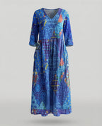 Damen Boho Maxikleid Sommer Leinenoptik