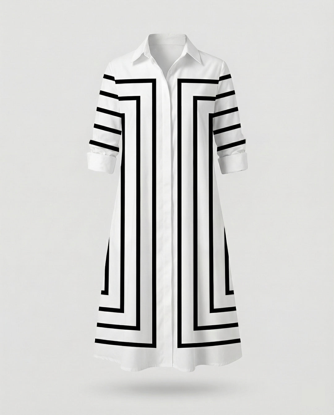 Damen Hemdblusenkleid Baumwolle Freizeit