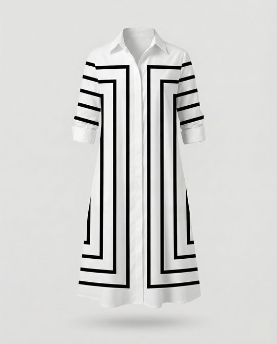 Damen Hemdblusenkleid Baumwolle Freizeit