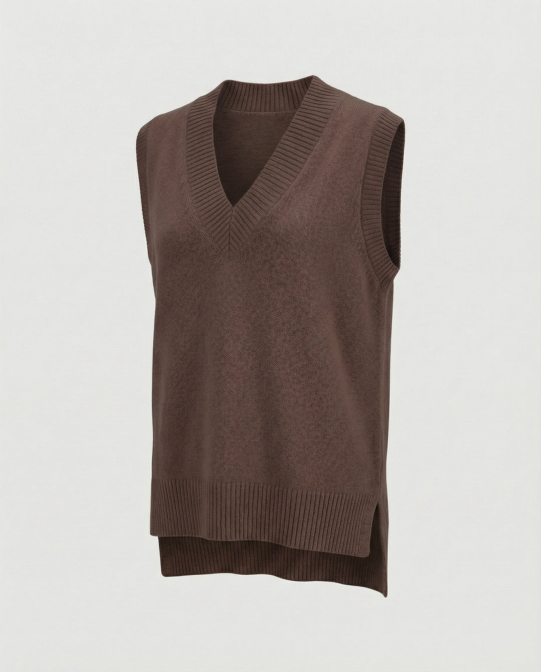 Damen Strickweste mit V-Ausschnitt und Rippstruktur R&B