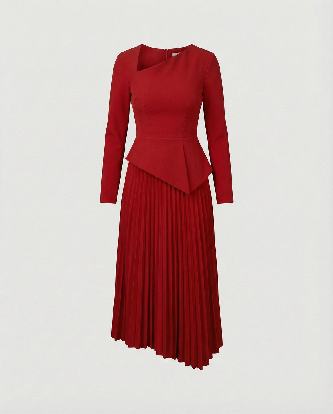Damen Midikleid asymmetrisch mit Schößchen