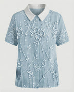 Damen Bluse Leinen Peter Pan Kragen