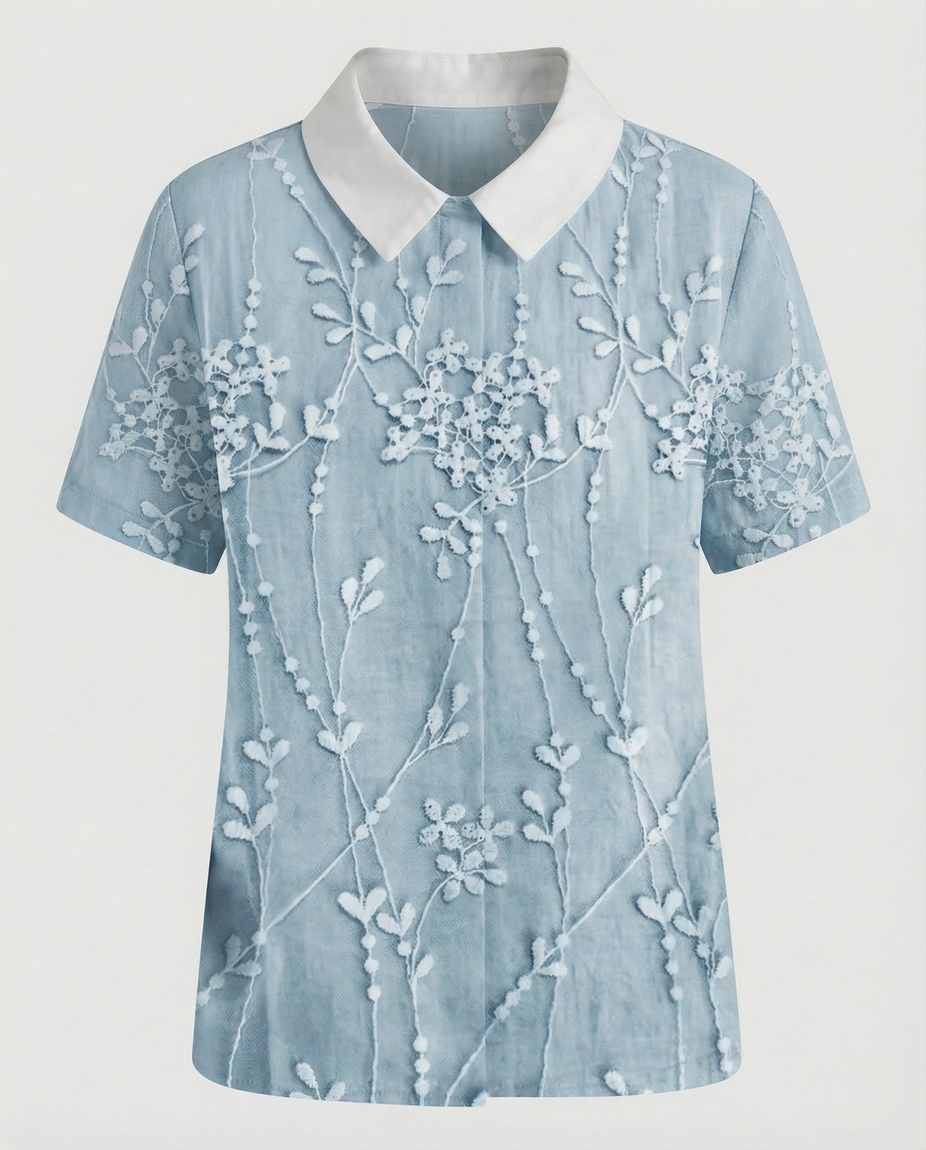 Damen Bluse Leinen Peter Pan Kragen