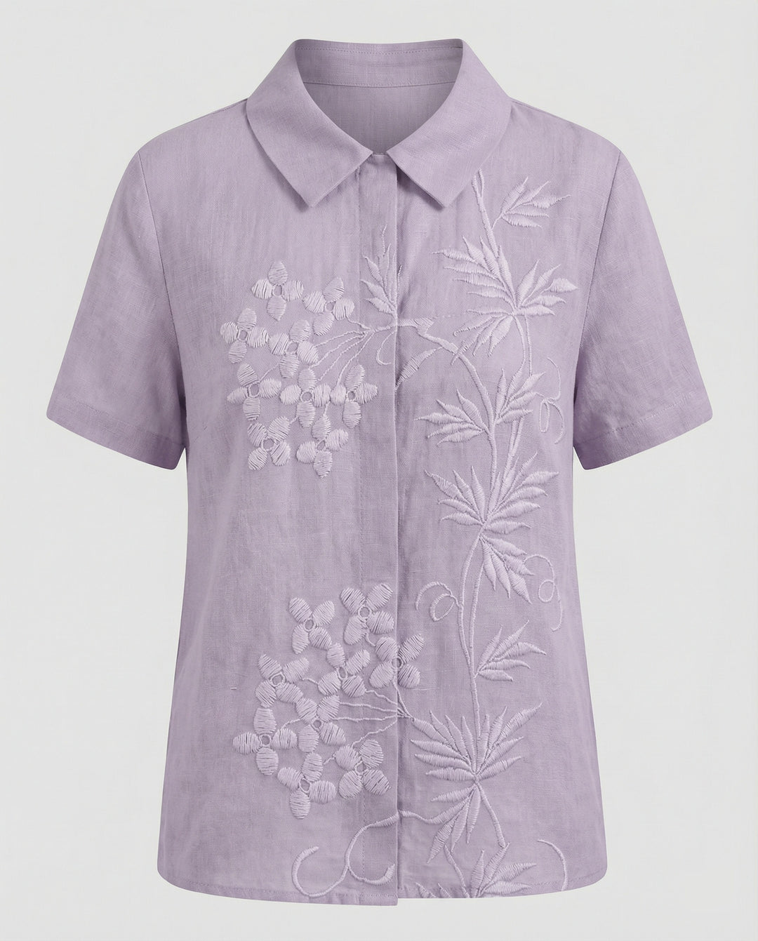 Damen Bluse Leinen Peter Pan Kragen