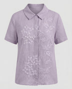 Damen Bluse Leinen Peter Pan Kragen