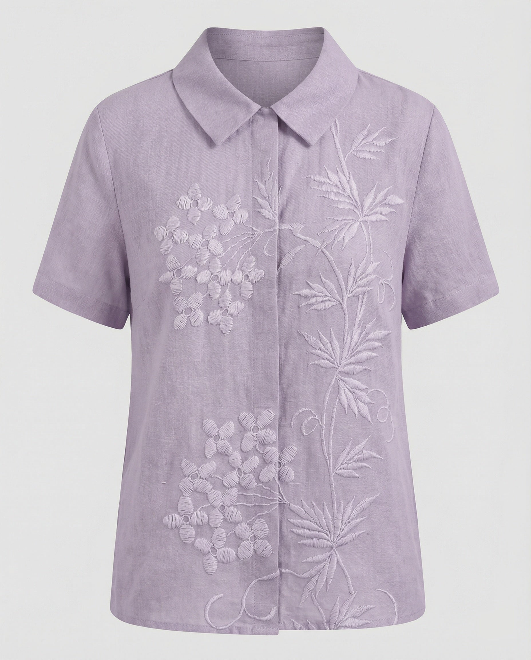 Damen Bluse Leinen Peter Pan Kragen