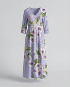Damen Boho Maxikleid Sommer Leinenoptik