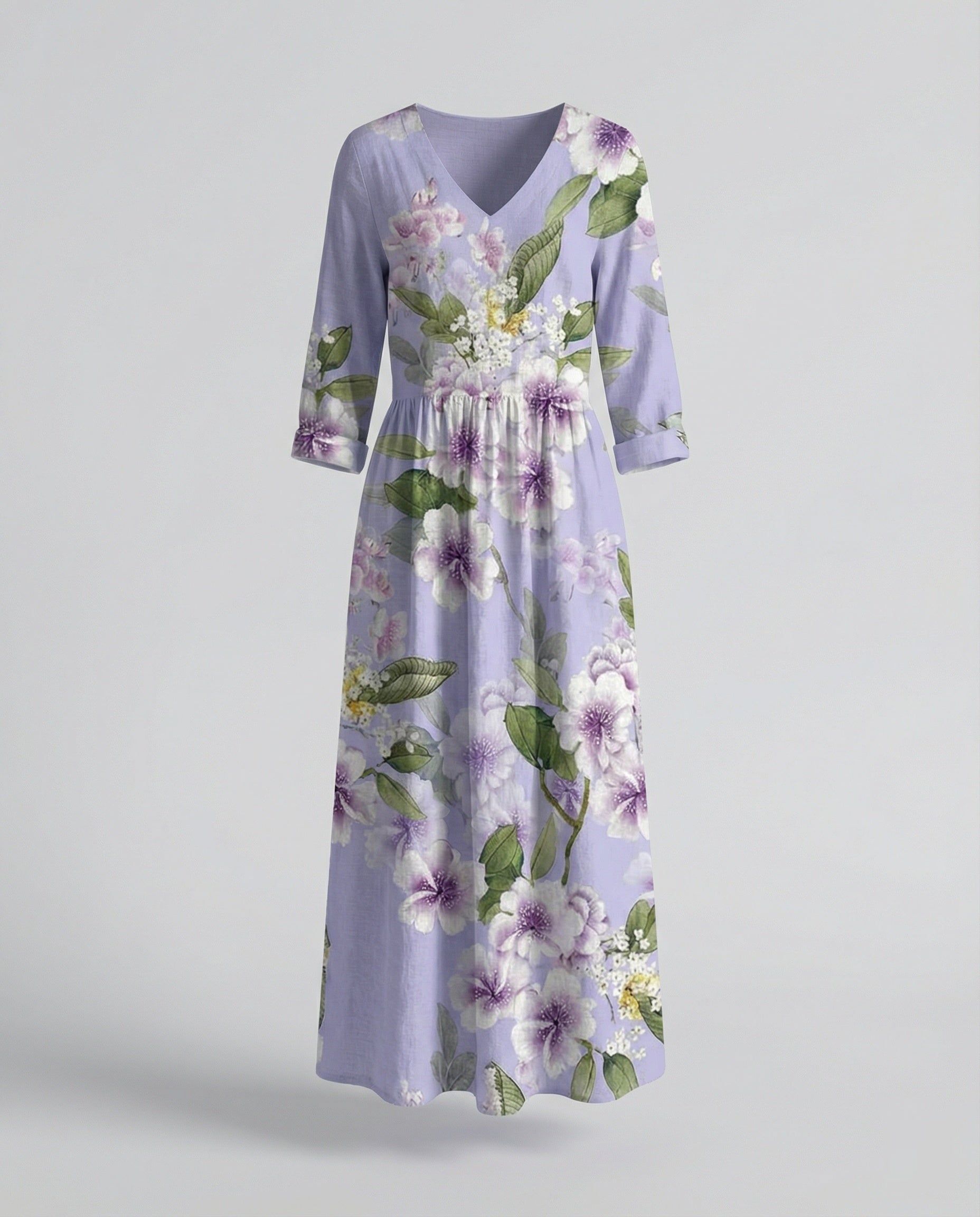 Damen Boho Maxikleid Sommer Leinenoptik
