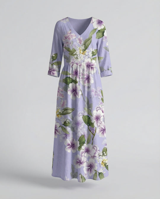 Damen Boho Maxikleid Sommer Leinenoptik