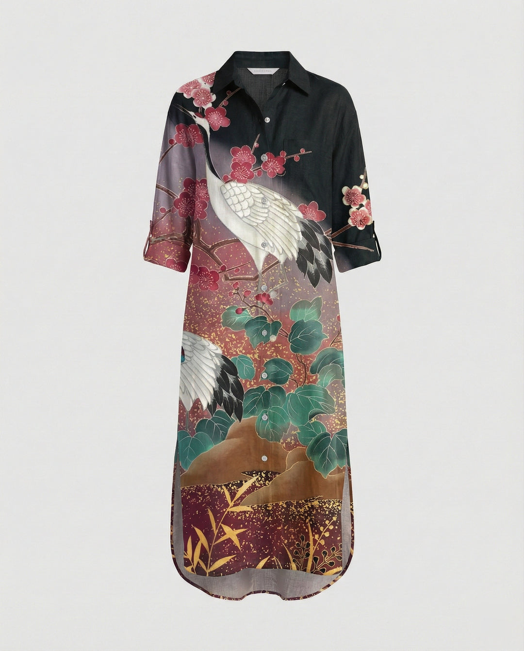 Damen Kaftan Kleid lang Seidenoptik