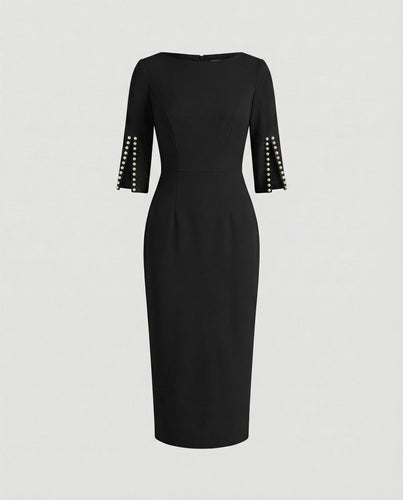 Damen Etuikleid elegant Perlen