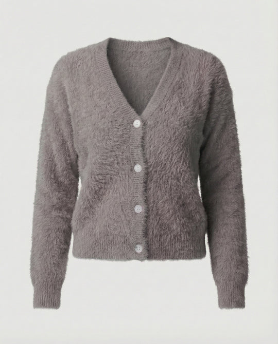 Strickjacke Damen kuschelig mit V-Ausschnitt und Knopfdetails