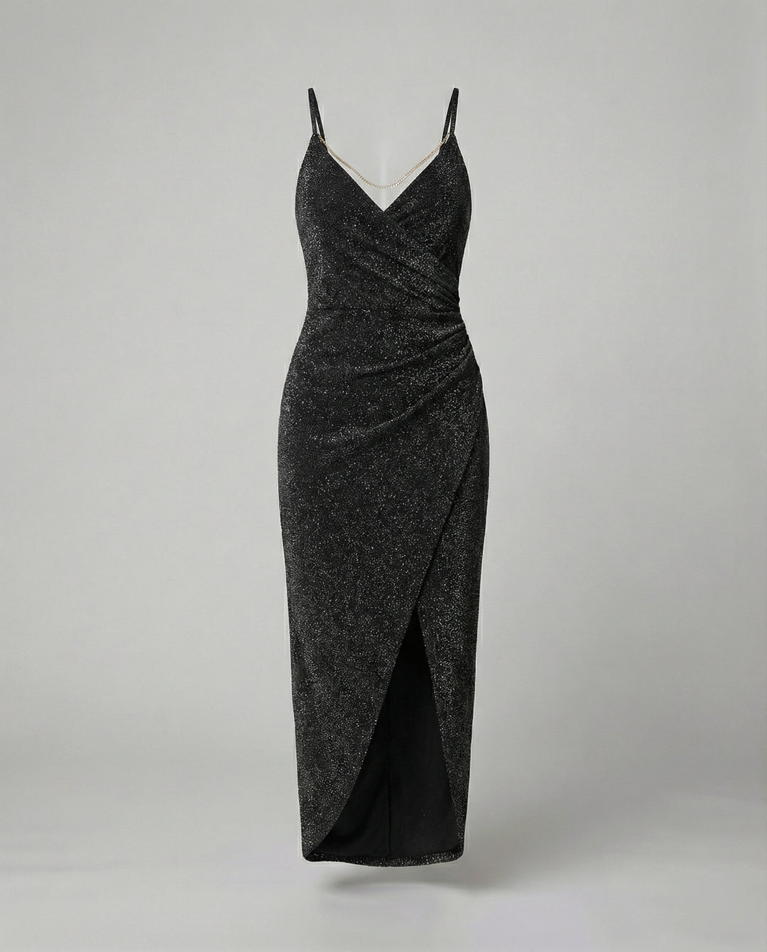 Damen Glamouröses Wickelkleid mit glitzender Oberfläche und hoch geschlitzt R&B