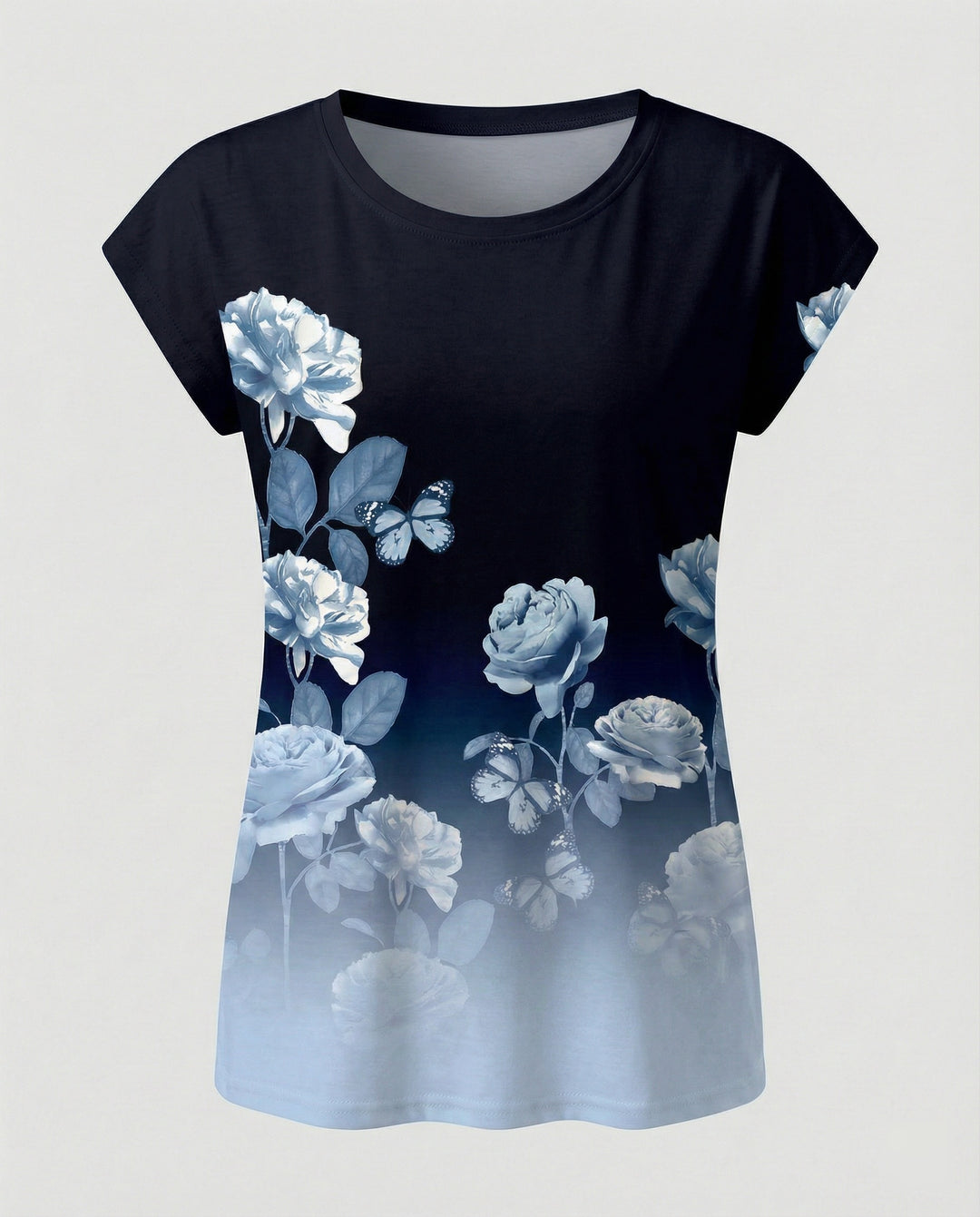 Aquarell Sommerbluse Damen Asymmetrisch