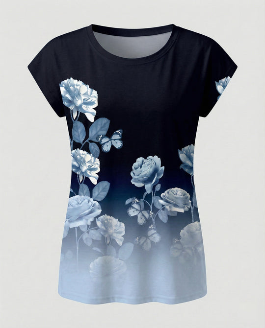 Aquarell Sommerbluse Damen Asymmetrisch