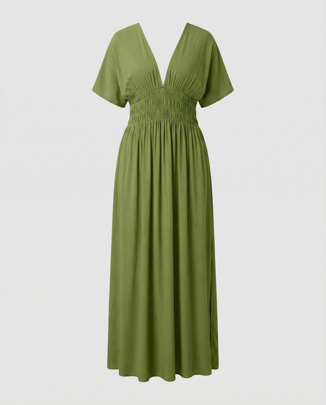 Damen Maxikleid Sommer V-Ausschnitt Schlitz
