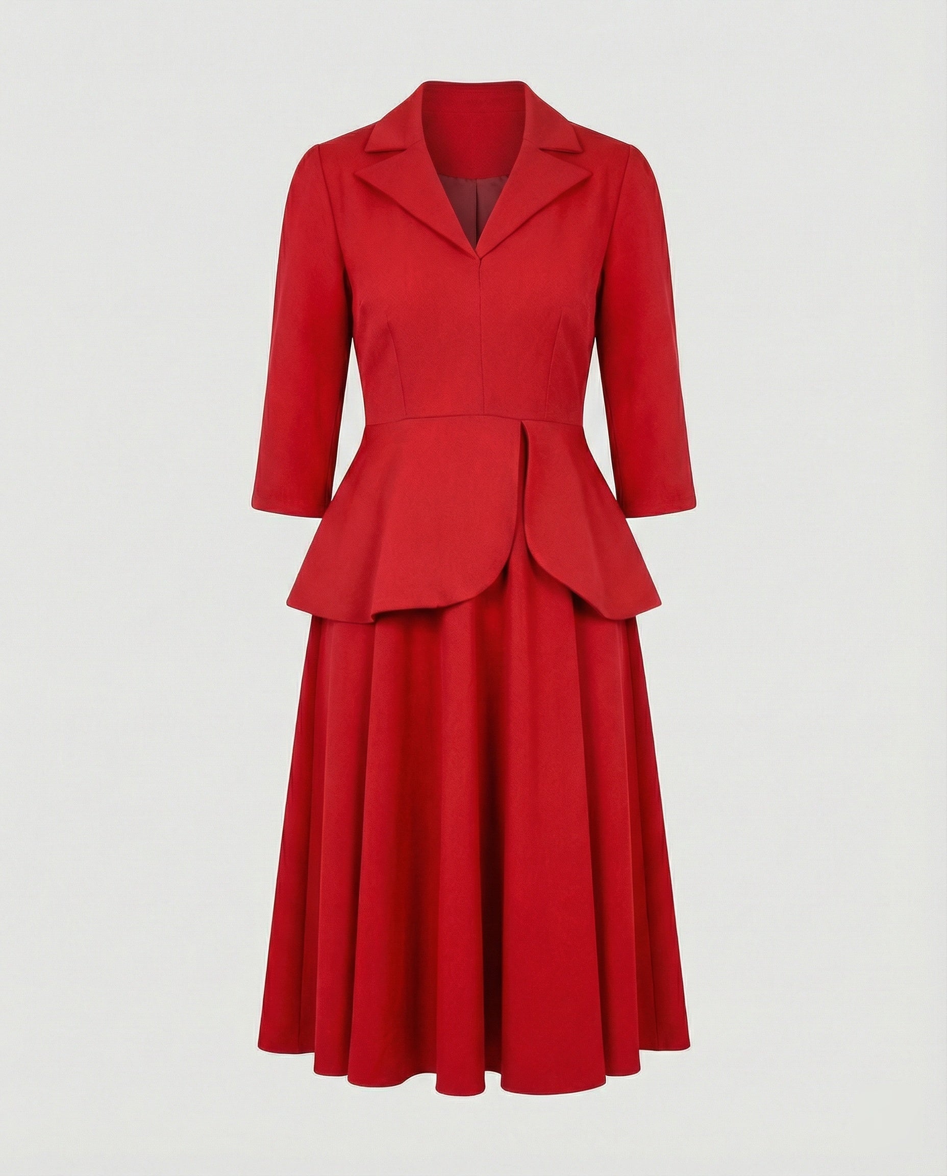 Damen Midikleid elegant mit Schößchen