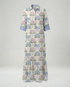 Damen Hemdblusenkleid mit Volant