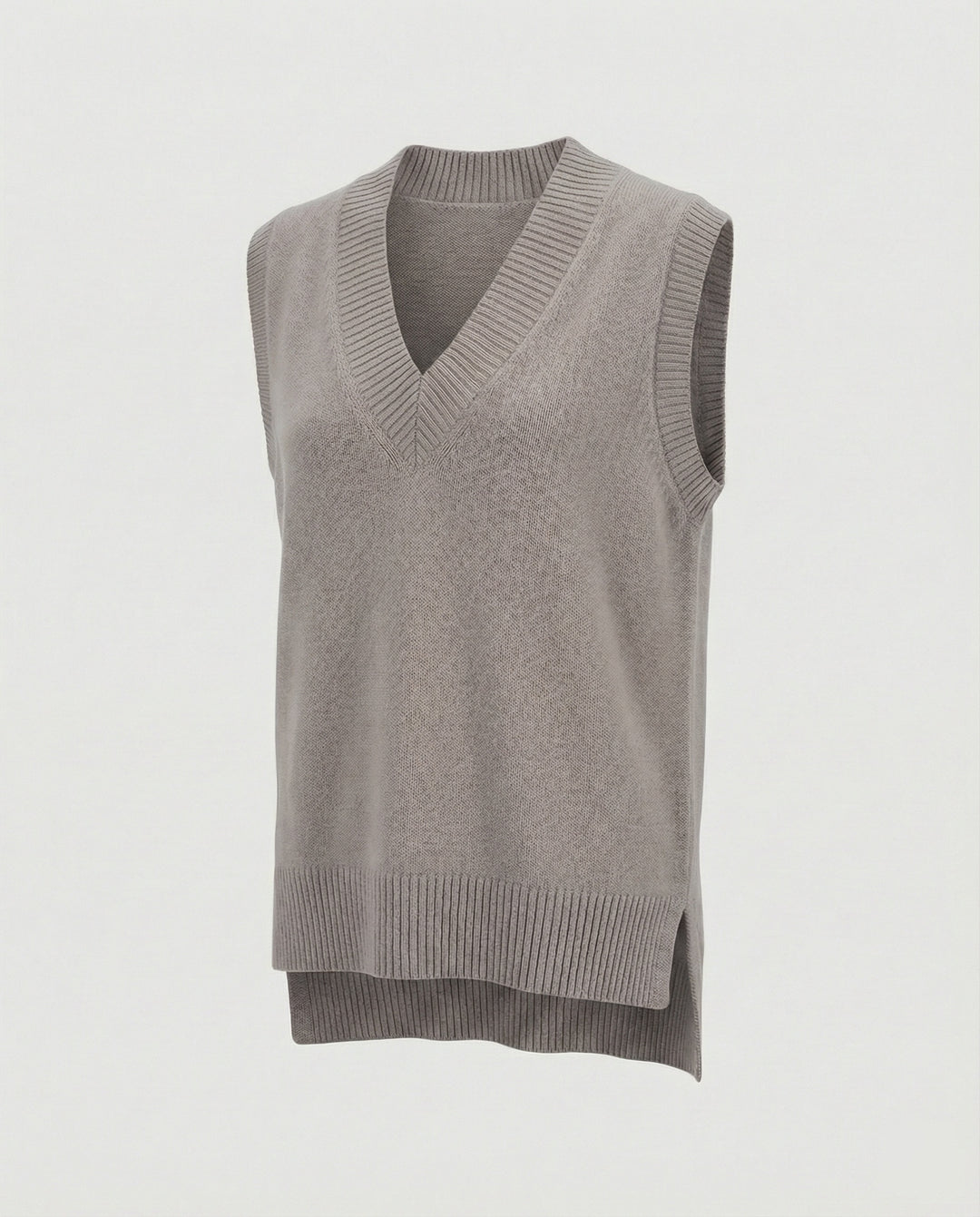 Damen Strickweste mit V-Ausschnitt und Rippstruktur R&B