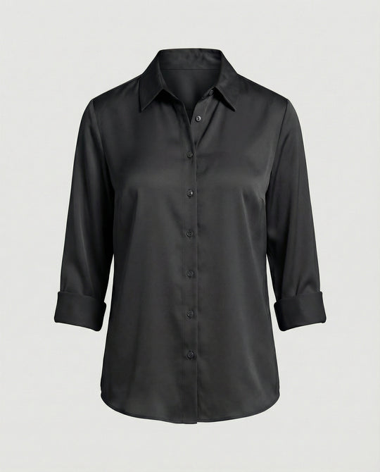 Damen elegante Baumwollbluse mit Stehkragen