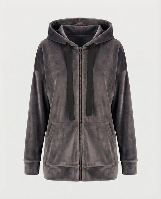 Freizeitkleidung Damen Velours Kapuzenjacke