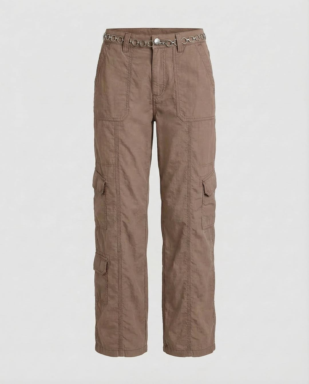 Damen Tief sitzende Cargohose Ziernähte
