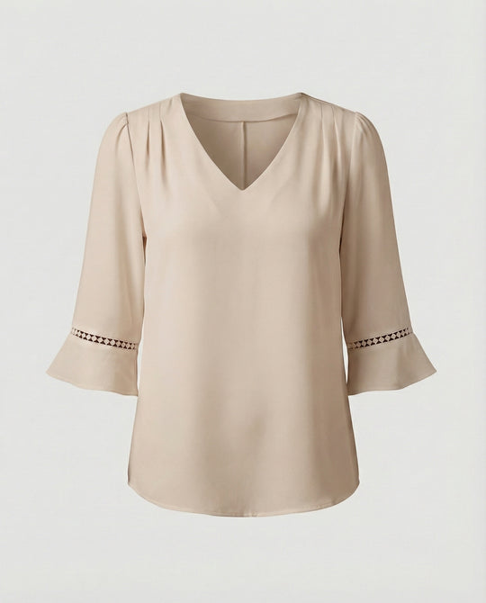 Damen Blusentop Damen V-Ausschnitt Crêpe