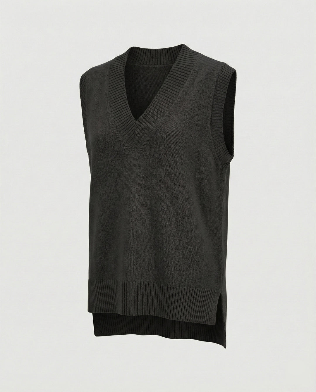 Damen Strickweste mit V-Ausschnitt und Rippstruktur R&B