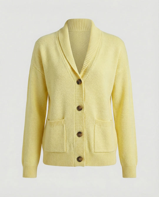 Strickjacke Damen lässig mit Knopfverschluss und großen Taschen