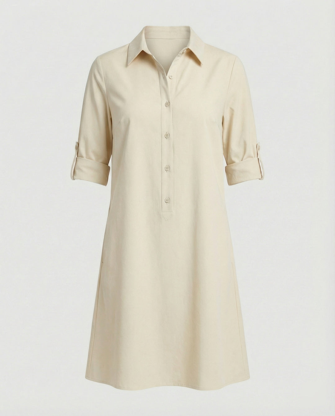 Damen Hemdblusenkleid Baumwolle Freizeit