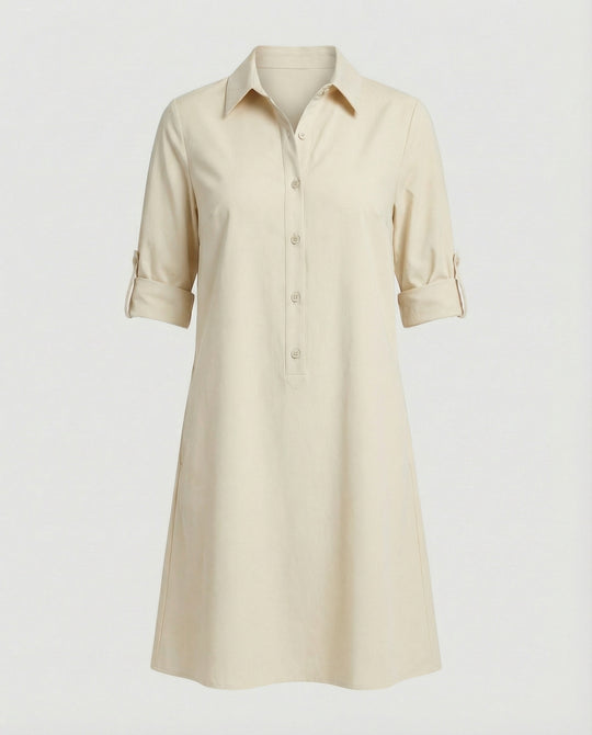 Damen Hemdblusenkleid Baumwolle Freizeit