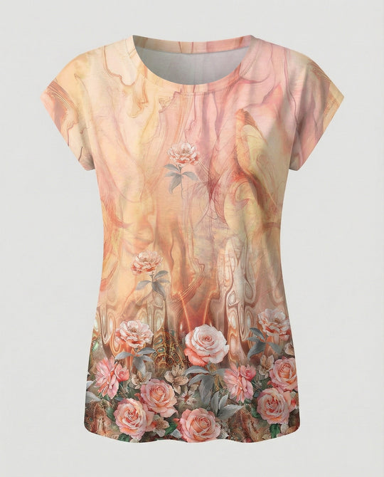 Aquarell Sommerbluse Damen Asymmetrisch