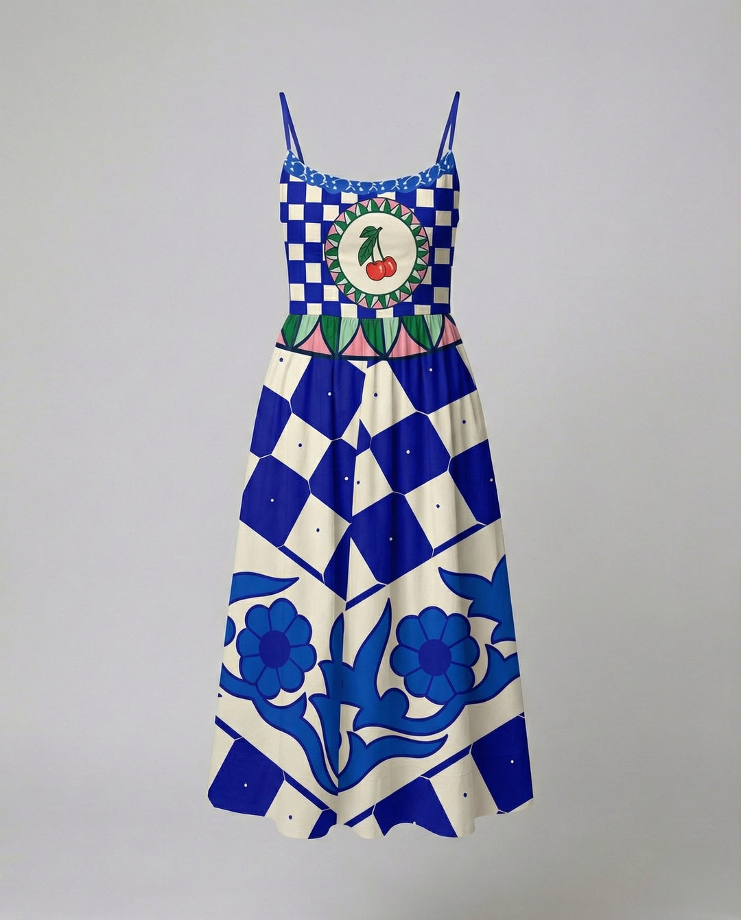 R&B | Einfarbiges Kleid mit U-Ausschnitt und Strapsen