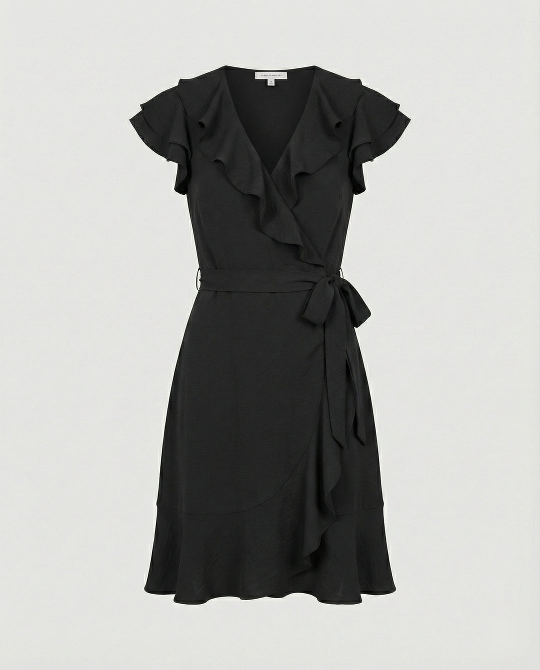 Damen Wickelkleid mit voluminösen Rüschendetails und Taillengürtel R&B