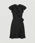 Damen Wickelkleid mit voluminösen Rüschendetails und Taillengürtel R&B