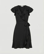 Damen Wickelkleid mit voluminösen Rüschendetails und Taillengürtel R&B