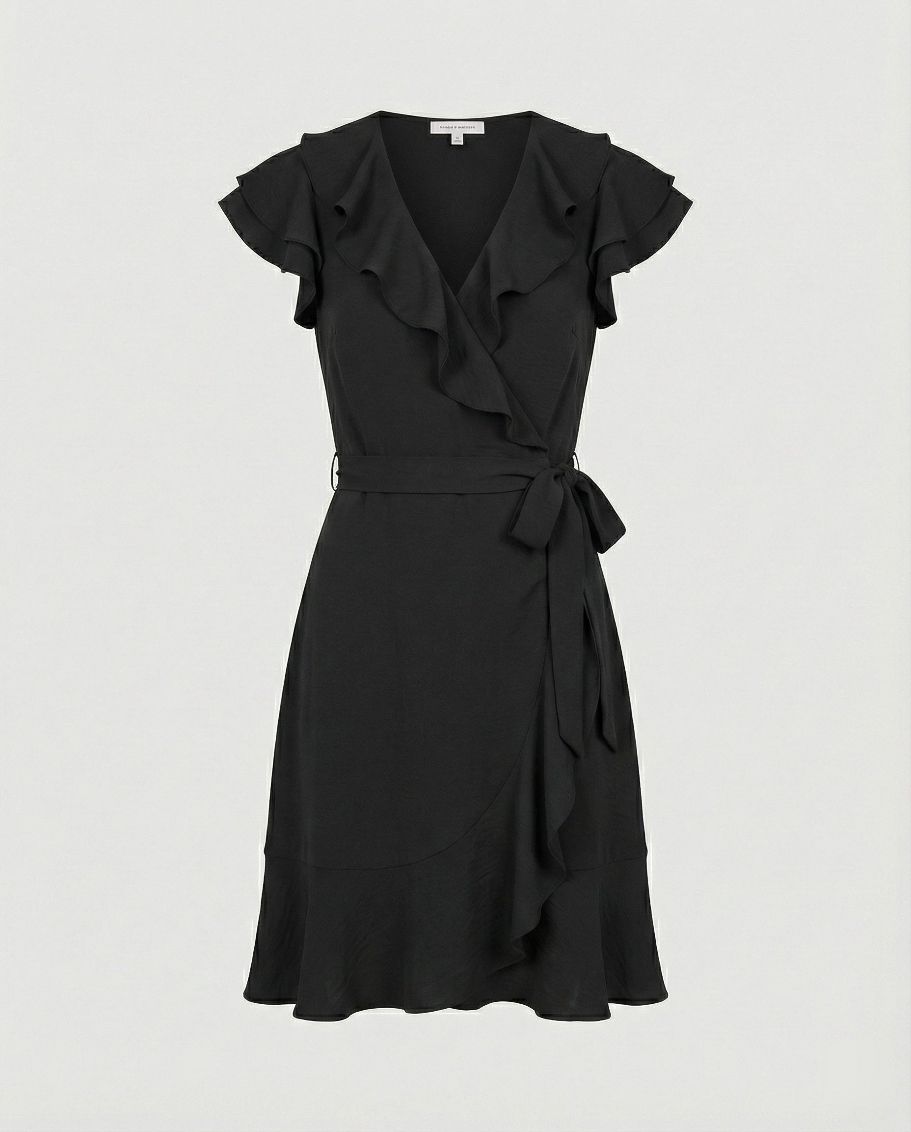 Damen Wickelkleid mit voluminösen Rüschendetails und Taillengürtel R&B
