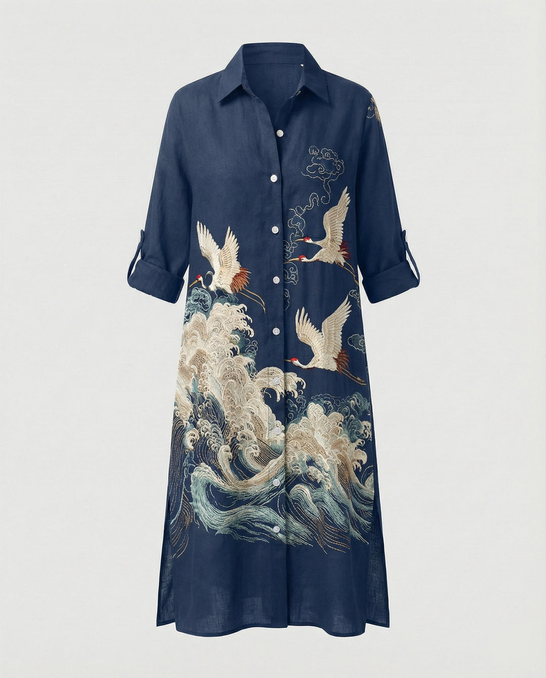 Damen Kaftan Kleid lang Seidenoptik