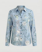 Leichte Hemdbluse Damen Aquarell Blumen