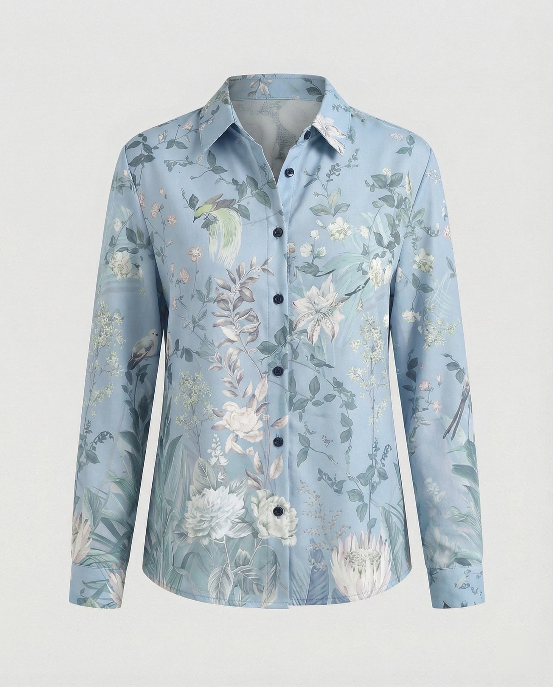 Leichte Hemdbluse Damen Aquarell Blumen