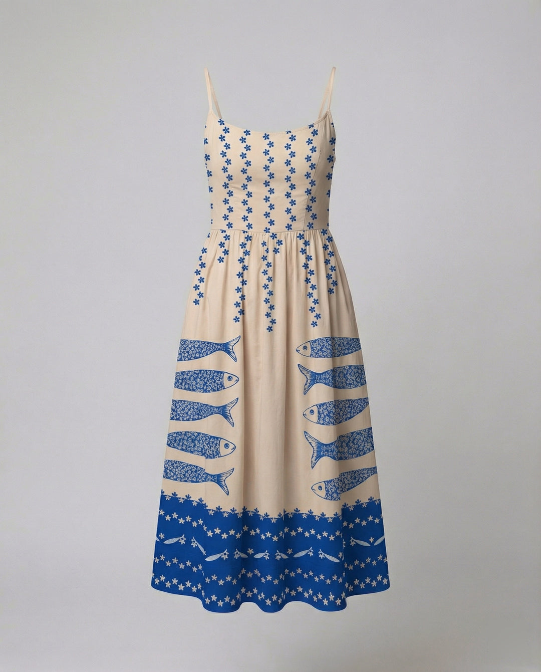 R&B | Einfarbiges Kleid mit U-Ausschnitt und Strapsen