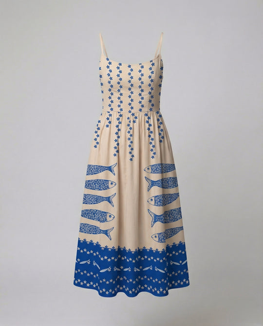 R&B | Einfarbiges Kleid mit U-Ausschnitt und Strapsen