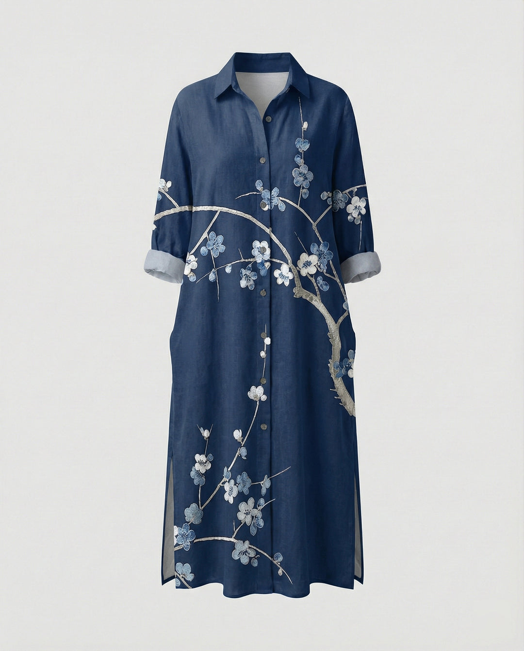 Damen Kaftan Kleid lang Seidenoptik